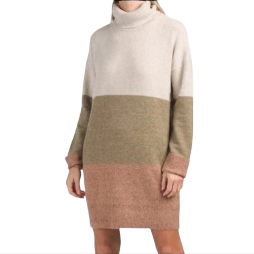 Rachel Zoe color block turtleneck sweater dress tunic plus size 3X new!!!